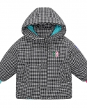 Childrens Down Jacket New Winter Mid-length Girls  Thickened Plaid Jacket