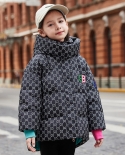 Jaqueta infantil nova jaqueta xadrez de comprimento médio para meninas de inverno