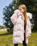 מעיל פוך לילדים בנות באורך בינוני חדש בסגנון מערבי בגדי ילדים בגיל העמידה מעיל עבה לבן