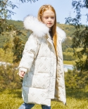 מעיל פוך לילדים בנות באורך בינוני חדש בסגנון מערבי בגדי ילדים בגיל העמידה מעיל עבה לבן