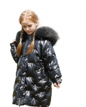 Nova jaqueta infantil de penas de comprimento médio engrossado jaqueta de inverno brilhante