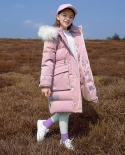New Childrens Down Jacket Girls Mid-length Duck Down Big Fur Collar Waterproof Warm Jacket