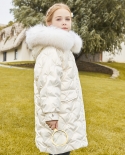 Nueva chaqueta de plumón para niños, niñas, niños grandes, longitud media, cara brillante, abrigo de cuello de piel grande grues