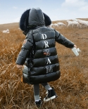 Doudoune fille mi-longue hiver nouveau manteau épaissi grand col pour enfants