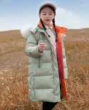 Girls Down Jacket Mid-length Winter New Childrens Thickened Big-collar Coat