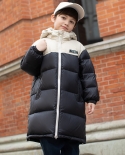 Jaqueta de penas infantil nova jaqueta feminina de comprimento médio engrossada e quente