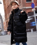 Childrens Down Jacket New Girls Mid-length Thickened White Duck Down Fashion Jacket