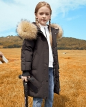 Childrens Down Jacket Girls Mid-length New Big Fur Collar Coat Thickened Winter Clothes