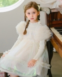 Girls Dress New Lace Fluffy Gauze Skirt Long-sleeved Princess Dress