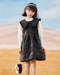 חליפת סתיו וחורף 2022 שמלה חדשה דש פרפר שחור אפוד חצאית ילדה טרנד חצאית שמלת ילדים