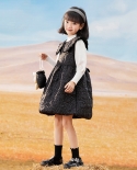 חליפת סתיו וחורף 2022 שמלה חדשה דש פרפר שחור אפוד חצאית ילדה טרנד חצאית שמלת ילדים
