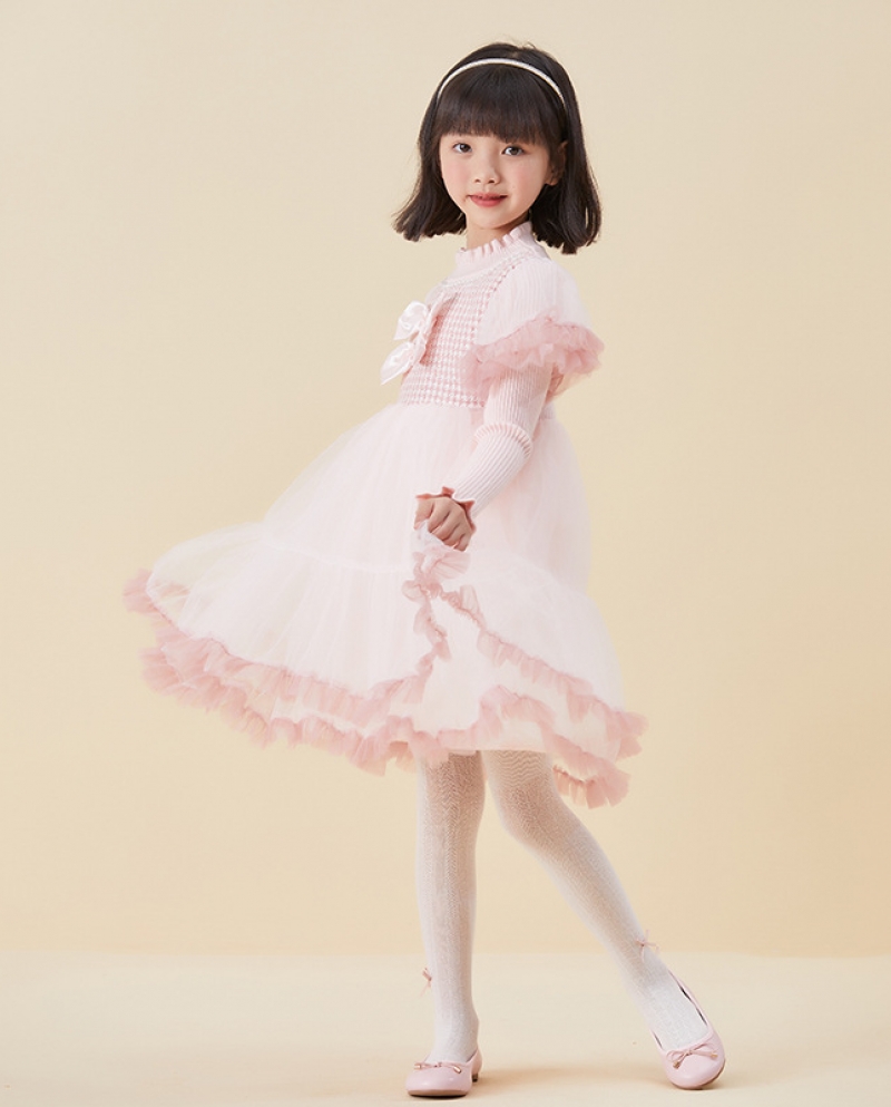 Vestido de otoño e invierno para niñas, nueva falda de malla de baile esponjosa, vestido de princesa Lolita