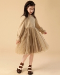 חצאית נסיכות בנות סתיו וחורף שרוולים ארוכים אפוד מעור משני חלקים של חצאית מנוקד לילדים אופנתית
