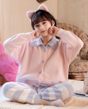 Childrens Clothing Womens Home Clothes Suit Autumn And Winter Cardigan Outerwear Pajamas Set