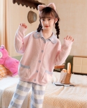 Childrens Clothing Womens Home Clothes Suit Autumn And Winter Cardigan Outerwear Pajamas Set