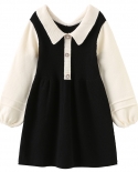 Childrens Clothing New Girls Autumn Waist Knitted Long-sleeved Sweater Dress
