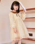 Girls Autumn New Lace Embroidered Princess Gauze Skirt