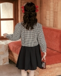 סתיו 2022 חליפת חצאית ילדים עם קשת שחורה בסגנון מערבון חליפת ילדה בת 12