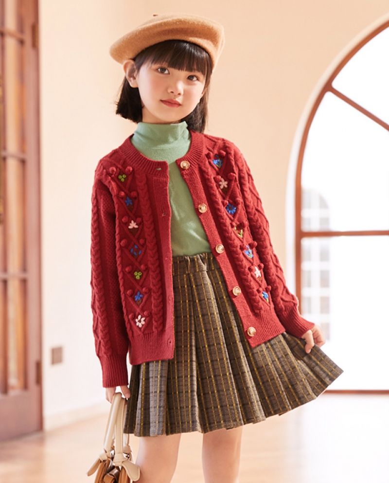 Ropa para niños Suéter Otoño e invierno Nueva chaqueta de punto con bordado dulce para niñas