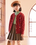 Childrens Clothing Sweater Autumn And Winter New Sweet Embroidery Girls Knitted Cardigan Jacket