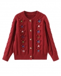 Roupas infantis suéter outono e inverno novo doce bordado meninas jaqueta cardigã de tricô
