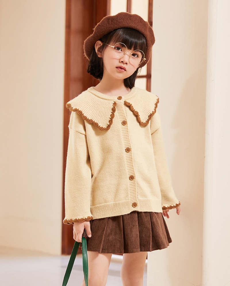 Prendas de punto para niñas Principios de otoño Nueva chaqueta de suéter Suéter informal suelto para niñas Cárdigan