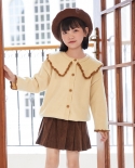 Prendas de punto para niñas Principios de otoño Nueva chaqueta de suéter Suéter informal suelto para niñas Cárdigan