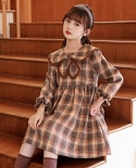 New College Style Skirt Autumn Girls Long-sleeve Dress