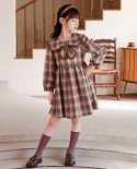 Nueva falda de estilo universitario Vestido de manga larga para niñas de otoño