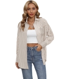Womens New Lapel Plaid Color Matching Loose Casual Shirt
