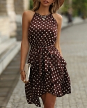 Womens Popular Polka Dot Tie A-line Slip Dress
