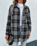 Womens New Casual Versatile Fashion Plaid Long Sleeve Jacket