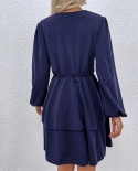 Womens Long V-Neck Casual Long Sleeve Elegant Dress