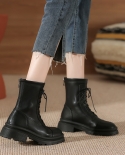 Womens New Lace Up Thin Fashion Short Boots All-match Thick Bottom Round Toe Martin Boots