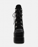 Botas de moda de tacón súper alto con plataforma impermeable doble, nuevas botas Martin de tacón grueso con punta cuadrada para 