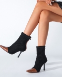 Autumn And Winter New Pointed Toe Boots Stiletto Womens Shoes Short Boots