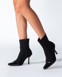 Otoño e invierno nuevas botas puntiagudas Stiletto zapatos de mujer botas cortas