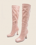 Womens New Autumn And Winter High-heeled Boots Square Toe Stiletto High Knee Boots