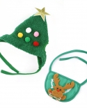 Pet Hat Saliva Towel Dog Christmas Headwear Christmas Tree Shaped Cat Saliva Towel Set
