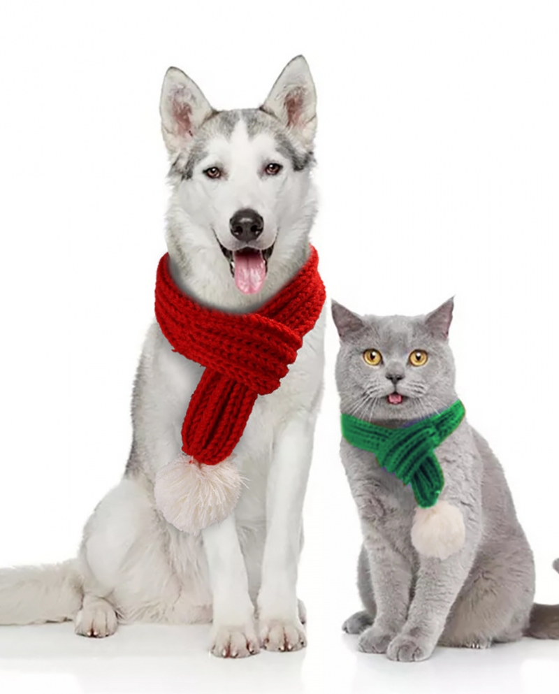 Pet Knitted Christmas Scarf Creative Vip Teddy Scarf Cat Dog Pet Supplies