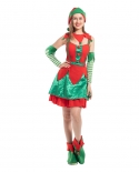New Christmas Costume Big Girl Striped Christmas Elf Womens Suit Festive Party Carnival Costume
