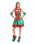 New Christmas Costume Big Girl Striped Christmas Elf Womens Suit Festive Party Carnival Costume