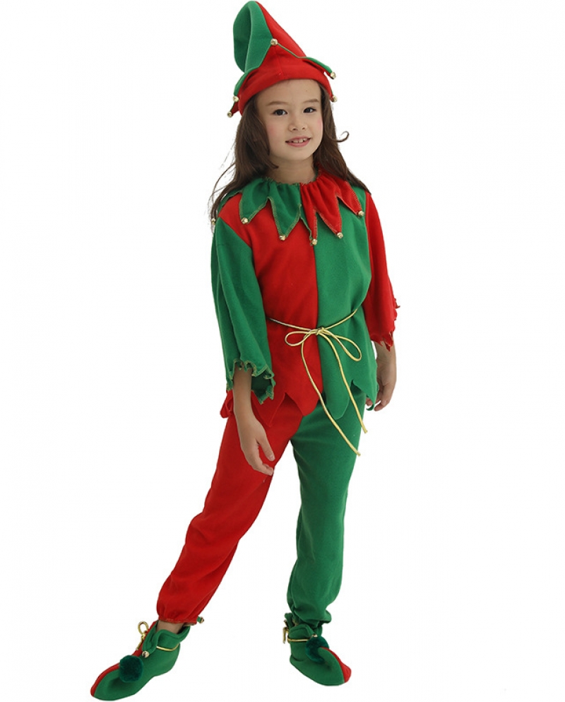 Family Holiday Party Christmas Dress Up Costume Christmas Elf Childrens Suit