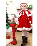 Kids Child Christmas Cosplay Costume Santa Claus Baby Xmas Outfit Set Dress Pants Tops Hat Cloak Belt For Boys Girls  Co