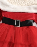 Infant Kids Baby Girl 2pcs Christmas Outfits, Off Shoulder Long Sleeve Tulle Dress  Headband Set 17t Santa Girls Red Go