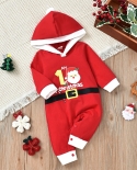 Toddler Boys Girls Rompers Kids Baby New Year Costume Christmas Claus Red Jumpsuits  Hats 2pcs Cotton Outfits For Newbo
