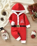 Toddler Boys Girls Rompers Kids Baby New Year Costume Christmas Claus Red Jumpsuits  Hats 2pcs Cotton Outfits For Newbo