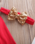 Baby Girls My 1st Christmas Outfit Long Sleeve Romper Tops Bow Tutu Skirts Xmas Party Santa Headband 3 Piece Set For 018