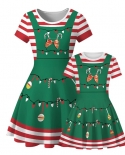 2022 New Family Christmas Dress Mother And Daughter Short Sleeve Mommy And Me Clothes Family Look Mom Daughter Matching 