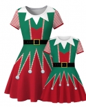 2022 New Family Christmas Dress Mother And Daughter Short Sleeve Mommy And Me Clothes Family Look Mom Daughter Matching 